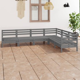 Garden furniture set 6 pieces solid gray pine wood by vidaXL, Garden sets - Ref: Foro24-3083006, Price: 308,77 €, Discount: %