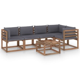 6-piece pallet garden furniture with impregnated wood cushions by vidaXL, Garden sets - Ref: Foro24-3067452, Price: 332,99 €,...