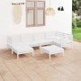 Gartenmöbel-Set 7-teilig aus massivem weißem Kiefernholz von vidaXL, Gartensets - Ref: Foro24-3082960, Preis: 358,96 €, Rabat...