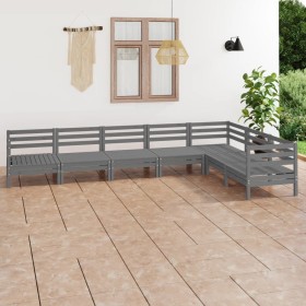 Gartenmöbel-Set 7-teilig aus massivem grauem Kiefernholz von vidaXL, Gartensets - Ref: Foro24-3083016, Preis: 372,04 €, Rabat...