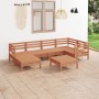 Juego muebles de jardín 7 pzas madera maciza pino marrón miel de vidaXL, Conjuntos de jardín - Ref: Foro24-3082962, Precio: 3...