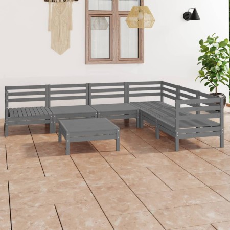 Garden furniture set 7 pieces solid gray pine wood by vidaXL, Garden sets - Ref: Foro24-3083011, Price: 339,59 €, Discount: %