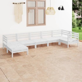 Gartenmöbel-Set 7-teilig aus massivem weißem Kiefernholz von vidaXL, Gartensets - Ref: Foro24-3082965, Preis: 367,99 €, Rabat...