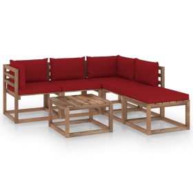 6-piece pallet garden furniture with impregnated wood cushions by vidaXL, Garden sets - Ref: Foro24-3067449, Price: 346,04 €,...