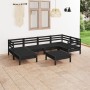 Juego de muebles de jardín 7 pzas madera maciza de pino negro de vidaXL, Conjuntos de jardín - Ref: Foro24-3082963, Precio: 3...