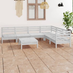 Gartenmöbel-Set 7-teilig aus massivem weißem Kiefernholz von vidaXL, Gartensets - Ref: Foro24-3083010, Preis: 319,99 €, Rabat...