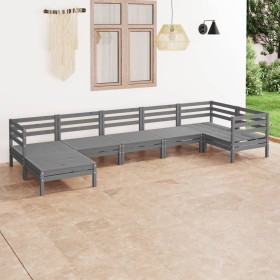 Gartenmöbel-Set 7-teilig aus massivem grauem Kiefernholz von vidaXL, Gartensets - Ref: Foro24-3082966, Preis: 367,32 €, Rabat...