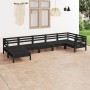 7-teiliges Gartenmöbel-Set aus massivem Kiefernholz schwarz von vidaXL, Gartensets - Ref: Foro24-3082968, Preis: 363,57 €, Ra...