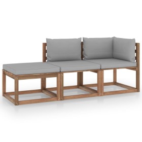 3-piece pallet garden set with impregnated pine wood cushions by vidaXL, Garden sets - Ref: Foro24-3067309, Price: 197,99 €, ...