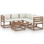 Set de muebles de jardín 6 pzs madera impregnada cojines crema de vidaXL, Conjuntos de jardín - Ref: Foro24-3067418, Precio: ...