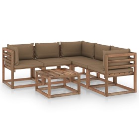 Garden furniture set 6 pieces impregnated wood with taupe cushions by vidaXL, Garden sets - Ref: Foro24-3067424, Price: 360,9...