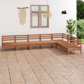 7-piece solid pine wood garden furniture set in honey brown. by vidaXL, Garden sets - Ref: Foro24-3083017, Price: 372,99 €, D...