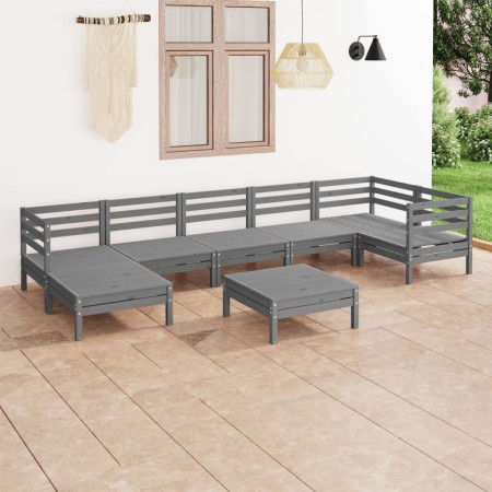 Garden furniture set 8 pieces solid gray pine wood by vidaXL, Garden sets - Ref: Foro24-3082971, Price: 384,54 €, Discount: %