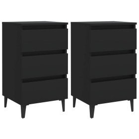 Nightstands with metal legs 2 units black 40x35x69 cm by vidaXL, Nightstands - Ref: Foro24-805908, Price: 111,27 €, Discount: %