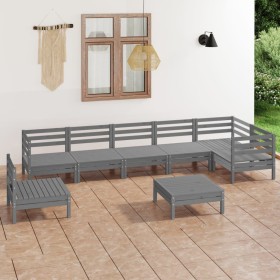 Garden furniture set 8 pieces solid pine wood gray by vidaXL, Garden sets - Ref: Foro24-3082744, Price: 411,48 €, Discount: %