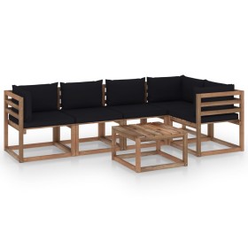 6-piece pallet garden furniture with impregnated wood cushions by vidaXL, Garden sets - Ref: Foro24-3067459, Price: 359,79 €,...