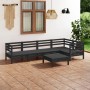 Garden furniture set 6 pieces solid black pine wood by vidaXL, Garden sets - Ref: Foro24-3082706, Price: 315,02 €, Discount: %