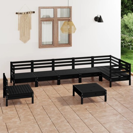 Gartenmöbel-Set 8-teilig aus massivem schwarzem Kiefernholz von vidaXL, Gartensets - Ref: Foro24-3082746, Preis: 408,99 €, Ra...