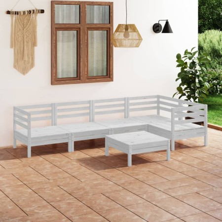 Juego de muebles de jardín 6 piezas madera maciza pino blanco de vidaXL, Conjuntos de jardín - Ref: Foro24-3082703, Precio: 3...