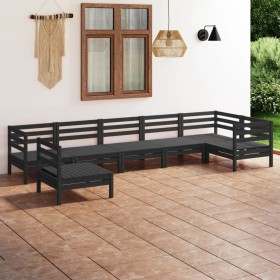 7-teiliges Gartenmöbel-Set aus massivem Kiefernholz schwarz von vidaXL, Gartensets - Ref: Foro24-3082741, Preis: 384,99 €, Ra...