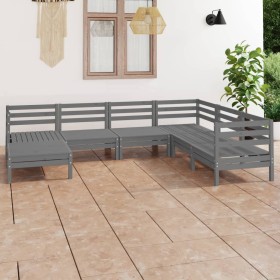 Garden furniture set 7 pieces solid gray pine wood by vidaXL, Garden sets - Ref: Foro24-3082976, Price: 339,99 €, Discount: %