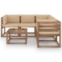 Set de muebles de jardín 6 pzs madera impregnada cojines beige de vidaXL, Conjuntos de jardín - Ref: Foro24-3067419, Precio: ...