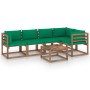 6-piece pallet garden furniture with impregnated wood cushions by vidaXL, Garden sets - Ref: Foro24-3067457, Price: 322,90 €,...