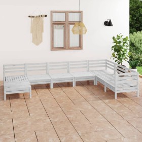 Gartenmöbel-Set 8-teilig aus massivem weißem Kiefernholz von vidaXL, Gartensets - Ref: Foro24-3082985, Preis: 411,99 €, Rabat...