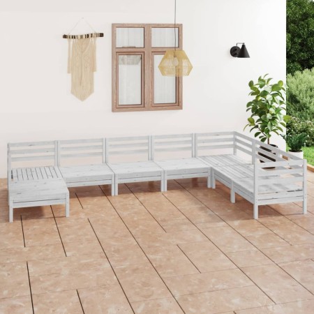 Gartenmöbel-Set 8-teilig aus massivem weißem Kiefernholz von vidaXL, Gartensets - Ref: Foro24-3082985, Preis: 411,59 €, Rabat...