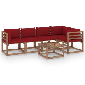 Garden furniture made of 6 pallet pieces with cushions, impregnated wood. by vidaXL, Garden sets - Ref: Foro24-3067461, Price...