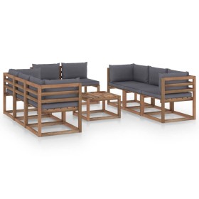 9-teiliges Gartenlounge-Set mit anthrazitgrauen Kissen von vidaXL, Gartensets - Ref: Foro24-3067536, Preis: 583,99 €, Rabatt: %