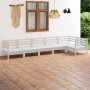 Gartenmöbel-Set 6-teilig aus massivem weißem Kiefernholz von vidaXL, Gartensets - Ref: Foro24-3082708, Preis: 289,24 €, Rabat...