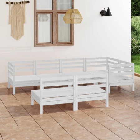 Juego de muebles de jardín 7 piezas madera maciza pino blanco de vidaXL, Conjuntos de jardín - Ref: Foro24-3082748, Precio: 3...