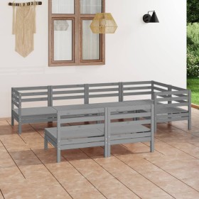 Garden furniture set 7 pieces solid gray pine wood by vidaXL, Garden sets - Ref: Foro24-3082749, Price: 372,26 €, Discount: %