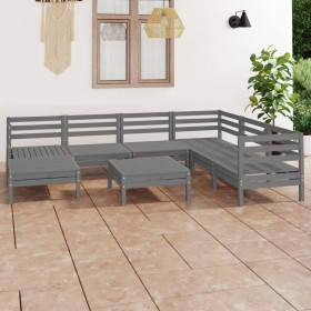 Gartenmöbel-Set 8-teilig aus massivem grauem Kiefernholz von vidaXL, Gartensets - Ref: Foro24-3082981, Preis: 384,76 €, Rabat...