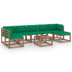 8-piece garden furniture set with green cushions by vidaXL, Garden sets - Ref: Foro24-3067505, Price: 423,37 €, Discount: %