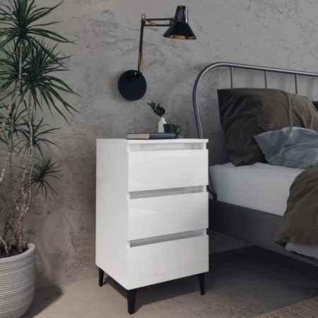 Bedside table with glossy white metal legs 40x35x69 cm by vidaXL, Nightstands - Ref: Foro24-805917, Price: 62,92 €, Discount: %