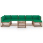 Set de muebles de jardín 8 piezas con cojines verdes de vidaXL, Conjuntos de jardín - Ref: Foro24-3067505, Precio: 423,99 €, ...