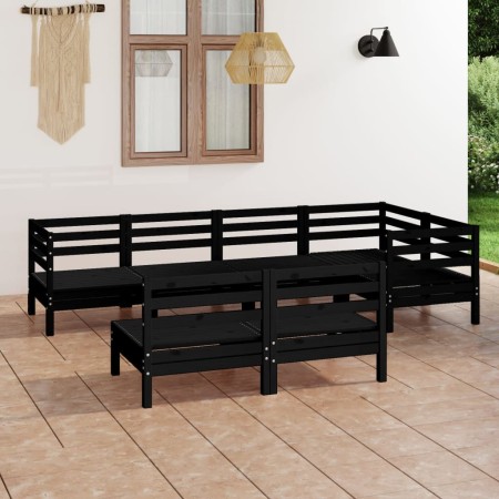 Gartenmöbel-Set 7-teilig aus massivem schwarzem Kiefernholz von vidaXL, Gartensets - Ref: Foro24-3082751, Preis: 384,99 €, Ra...