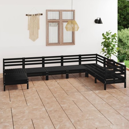 Juego de muebles de jardín 8 pzas madera maciza de pino negro de vidaXL, Conjuntos de jardín - Ref: Foro24-3082988, Precio: 4...