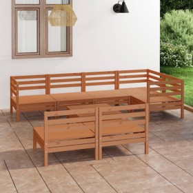 8-piece solid pine wood garden furniture set in honey brown. by vidaXL, Garden sets - Ref: Foro24-3082755, Price: 414,11 €, D...