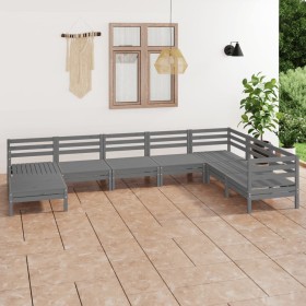 Gartenmöbel-Set 8-teilig aus massivem grauem Kiefernholz von vidaXL, Gartensets - Ref: Foro24-3082986, Preis: 410,99 €, Rabat...