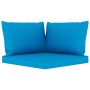 Set de muebles de jardín 6 pzs madera impregnada cojines azul de vidaXL, Conjuntos de jardín - Ref: Foro24-3067420, Precio: 3...