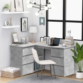 Corner plywood desk in gray concrete 145x100x76 cm by vidaXL, Desks - Ref: Foro24-801093, Price: 231,58 €, Discount: %