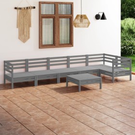 Gartenmöbel-Set 7-teilig aus massivem Kiefernholz grau von vidaXL, Gartensets - Ref: Foro24-3082714, Preis: 339,76 €, Rabatt: %