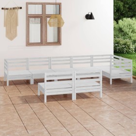 Gartenmöbel-Set 8-teilig aus massivem weißem Kiefernholz von vidaXL, Gartensets - Ref: Foro24-3082758, Preis: 377,99 €, Rabat...