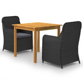 Juego de comedor para jardín 3 piezas negro de vidaXL, Conjuntos de jardín - Ref: Foro24-3067722, Precio: 390,23 €, Descuento: %