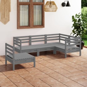 Juego de muebles de jardín 5 piezas madera maciza de pino gris de vidaXL, Conjuntos de jardín - Ref: Foro24-3082719, Precio: ...