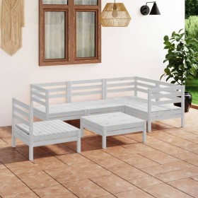 Gartenmöbel-Set 6-teilig aus massivem weißem Kiefernholz von vidaXL, Gartensets - Ref: Foro24-3082723, Preis: 311,99 €, Rabat...