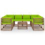 9-Piece Garden Furniture Set with Lime Green Cushions by vidaXL, Garden sets - Ref: Foro24-3067499, Price: 521,82 €, Discount: %